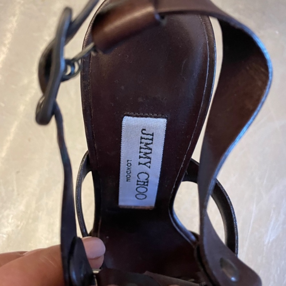 Jimmy Choo Dark Brown Strappy Heels - Picture 5 of 10